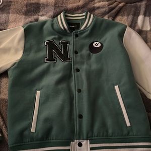 Green/white varsity jacket